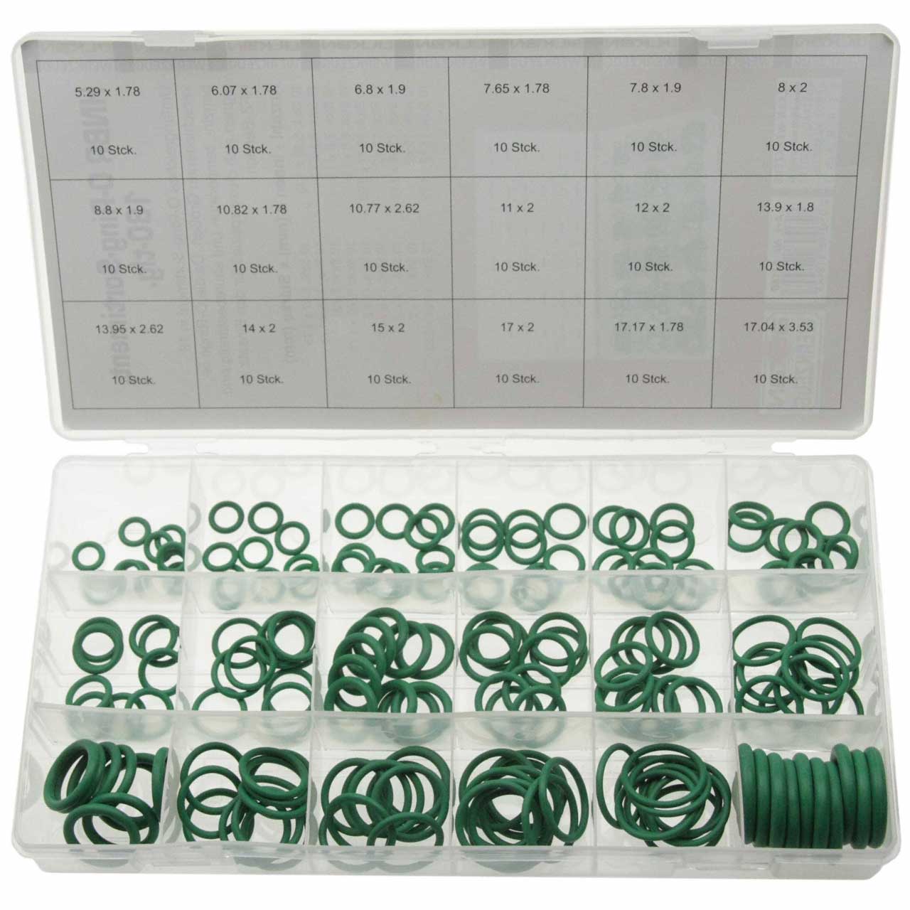 Dichtringe Gummi O-Ringe 270-tlg Set Dichtungen für Klimaanlage Oringe grün neu 
